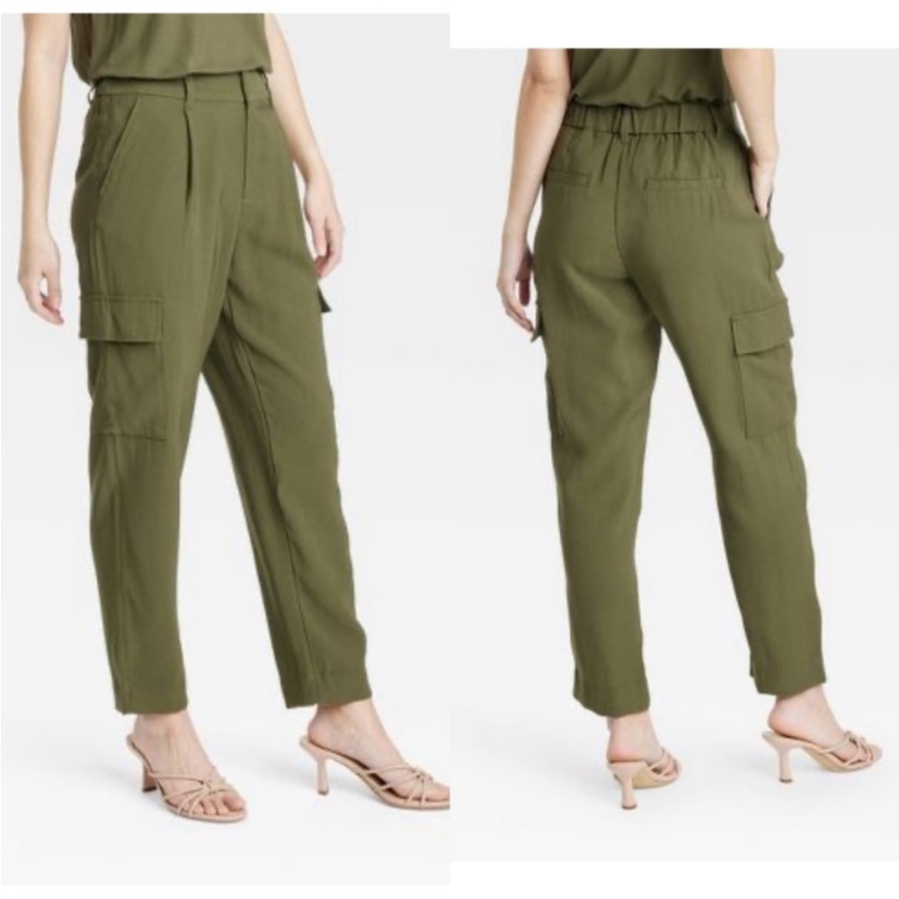 Tapered Ankle Cargo Pants A New Day Olive Green Size 8